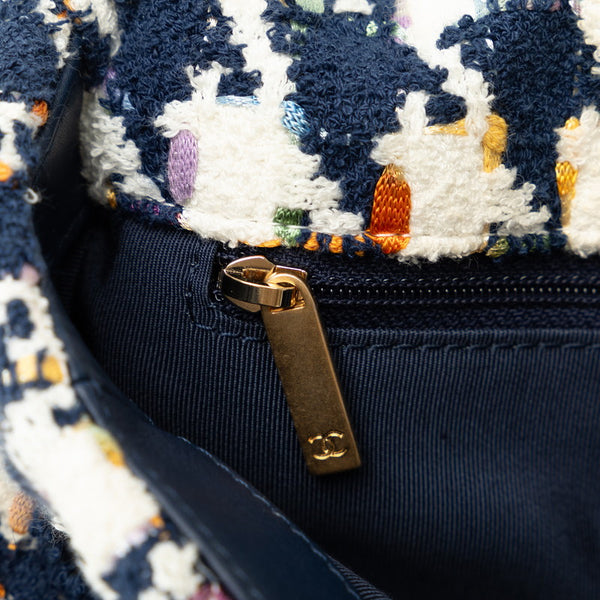 シャネル Chanel19 斜め掛け チェーン ショルダーバッグ ホワイト ネイビー マルチカラー ツイード レザー レディース CHANEL 【中古】