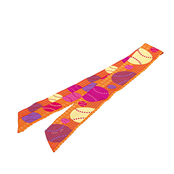 エルメス ツイリー テニスボール モチーフ スカーフ オレンジ マルチカラー シルク レディース HERMES 【中古】