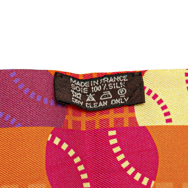 エルメス ツイリー テニスボール モチーフ スカーフ オレンジ マルチカラー シルク レディース HERMES 【中古】