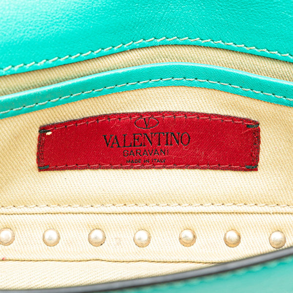 ヴァレンティノ ロックスタッズ クラッチバッグ グリーン レザー レディース VALENTINO 【中古】
