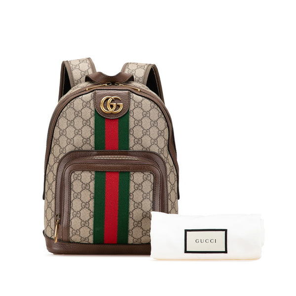グッチ GGスプリーム オフディア リュック バックパック 547965 カーキ ブラウン PVC レザー レディース GUCCI 【中古】