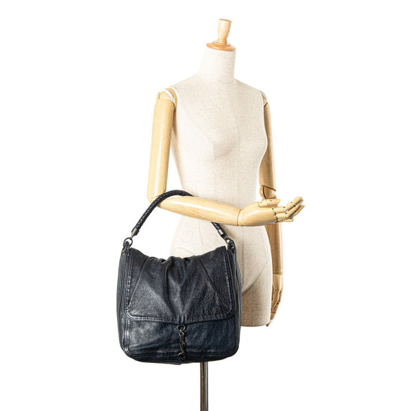 ボッテガヴェネタ イントレチャート ワンショルダーバッグ ネイビー レザー レディース BOTTEGAVENETA 【中古】