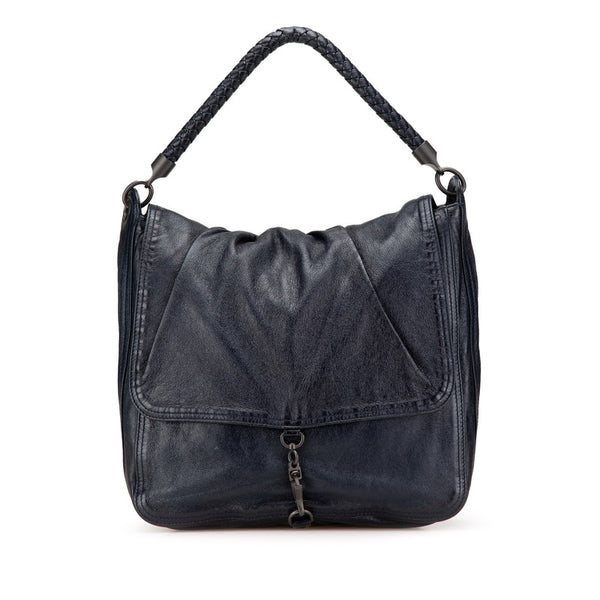 ボッテガヴェネタ イントレチャート ワンショルダーバッグ ネイビー レザー レディース BOTTEGAVENETA 【中古】