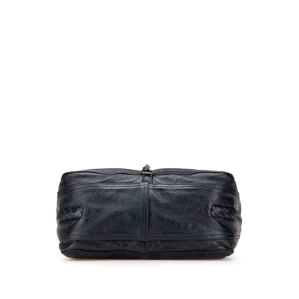 ボッテガヴェネタ イントレチャート ワンショルダーバッグ ネイビー レザー レディース BOTTEGAVENETA 【中古】