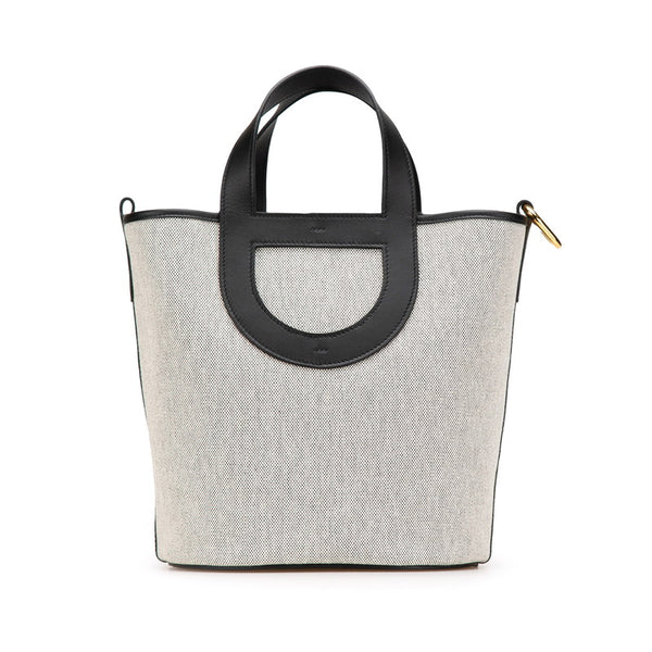 エルメス インザループ23 ハンドバッグ エクリュ ブラック トワルアッシュ スイフト レディース HERMES 【中古】