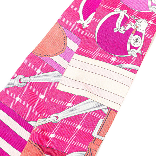 エルメス ツイリー Panoplie Equestre 乗馬の装具一式  スカーフ ピンク マルチカラー シルク レディース HERMES 【中古】