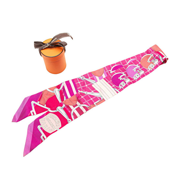 エルメス ツイリー Panoplie Equestre 乗馬の装具一式  スカーフ ピンク マルチカラー シルク レディース HERMES 【中古】