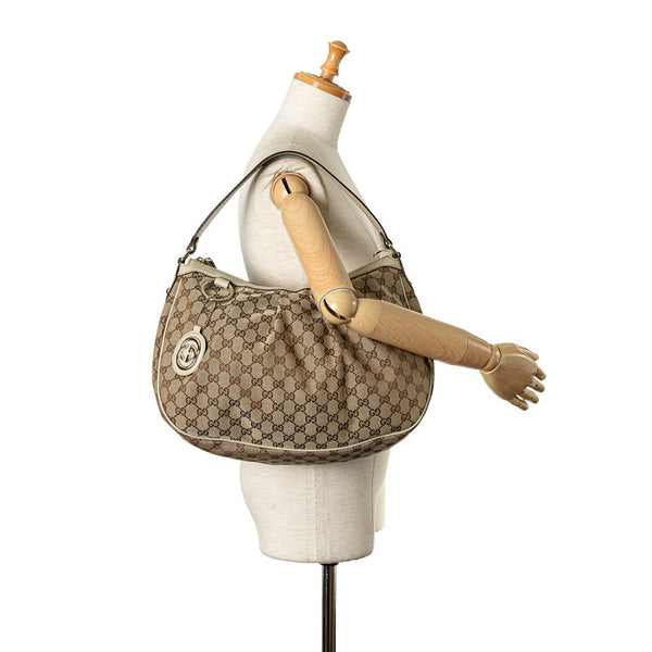 グッチ GGキャンバス スーキー ワンショルダーバッグ ハンドバッグ 232955 ベージュ ホワイト キャンバス レザー レディース GUCCI 【中古】