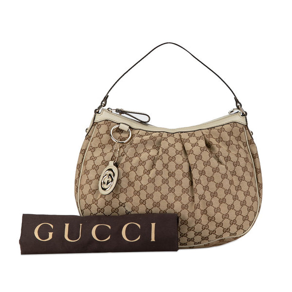 グッチ GGキャンバス スーキー ワンショルダーバッグ ハンドバッグ 232955 ベージュ ホワイト キャンバス レザー レディース GUCCI 【中古】