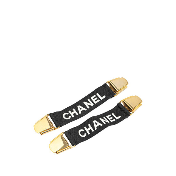 シャネル ロゴアームバンド 2本セット ゴールド ブラック ラバー メッキ メンズ CHANEL 【中古】