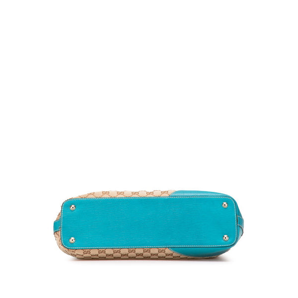 グッチ GGキャンバス ホースビット トートバッグ 137385 ベージュ ブルー キャンバス レザー レディース GUCCI 【中古】