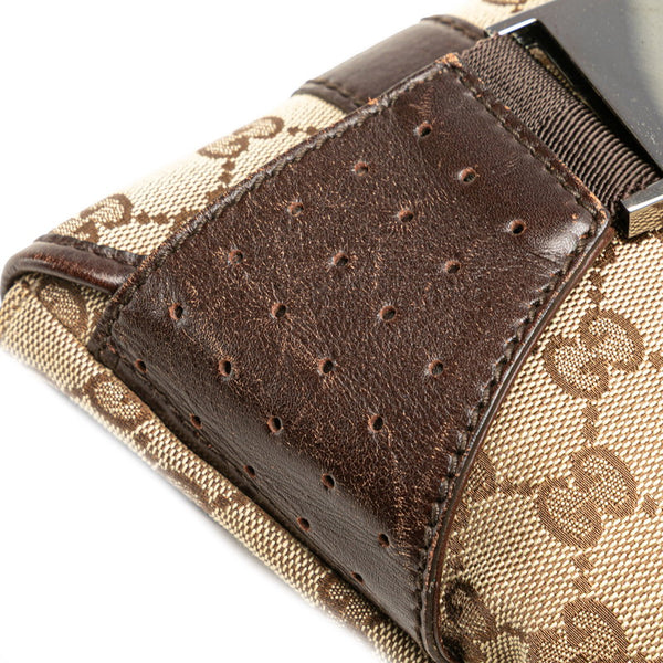 グッチ GGキャンバス ボディバッグ ウエストバッグ 145851 ベージュ ブラウン キャンバス レザー レディース GUCCI 【中古】