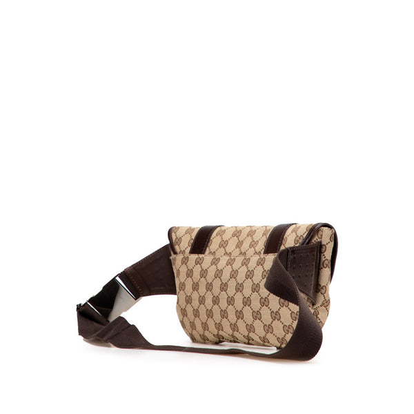 グッチ GGキャンバス ボディバッグ ウエストバッグ 145851 ベージュ ブラウン キャンバス レザー レディース GUCCI 【中古】
