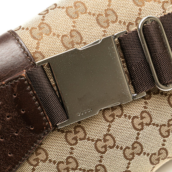 グッチ GGキャンバス ボディバッグ ウエストバッグ 145851 ベージュ ブラウン キャンバス レザー レディース GUCCI 【中古】