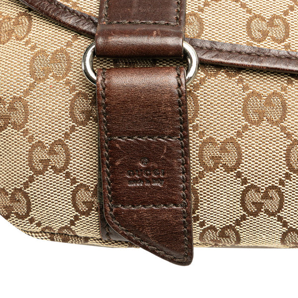 グッチ GGキャンバス ボディバッグ ウエストバッグ 145851 ベージュ ブラウン キャンバス レザー レディース GUCCI 【中古】