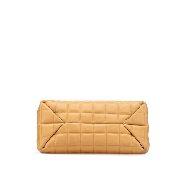 シャネル チョコバー ココマーク がま口 ハンドバッグ ベージュ ブラック ラムスキン レディース CHANEL 【中古】