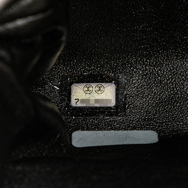 シャネル チョコバー ココマーク がま口 ハンドバッグ ベージュ ブラック ラムスキン レディース CHANEL 【中古】