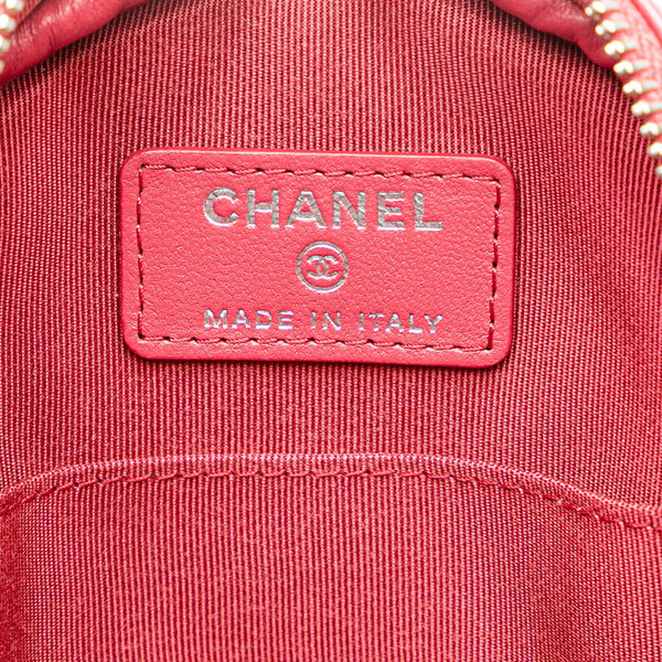 シャネル ココマーク マトラッセ ラウンド チェーン ショルダーバッグ ピンク シルバー ラムスキン レディース CHANEL 【中古】