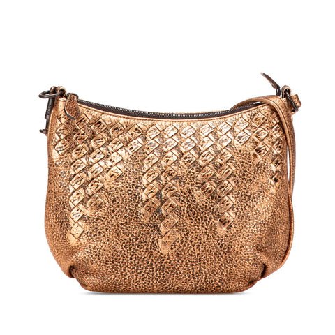 ボッテガヴェネタ イントレチャート ショルダーバッグ ブラウン レザー レディース BOTTEGAVENETA 【中古】
