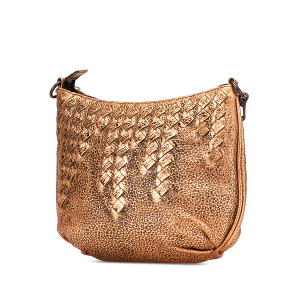 ボッテガヴェネタ イントレチャート ショルダーバッグ ブラウン レザー レディース BOTTEGAVENETA 【中古】