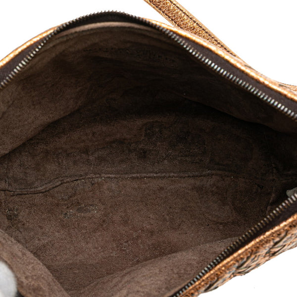 ボッテガヴェネタ イントレチャート ショルダーバッグ ブラウン レザー レディース BOTTEGAVENETA 【中古】