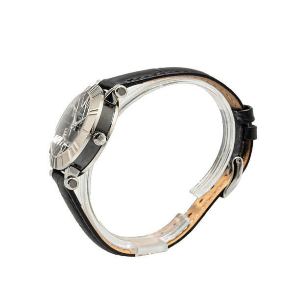 ティファニー アトラス 腕時計 Z1300 自動巻き ブラック文字盤 ステンレススチール レザー レディース TIFFANY&Co. 【中古】