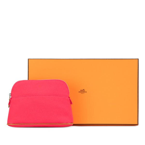 エルメス ボリードポーチ20 ポーチ ハイビスカス ピンク コットン レディース HERMES 【中古】