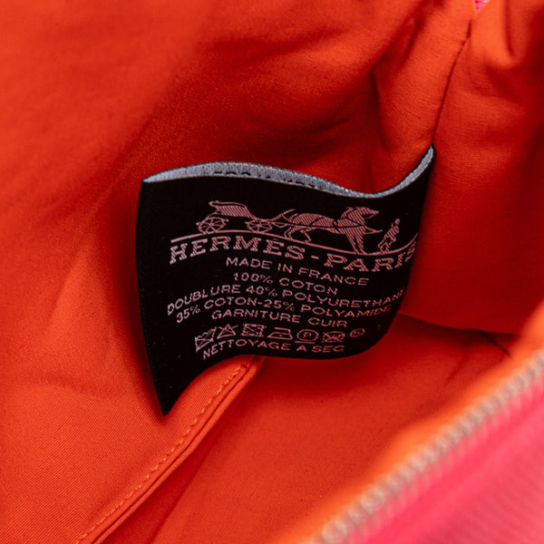 エルメス ボリードポーチ20 ポーチ ハイビスカス ピンク コットン レディース HERMES 【中古】