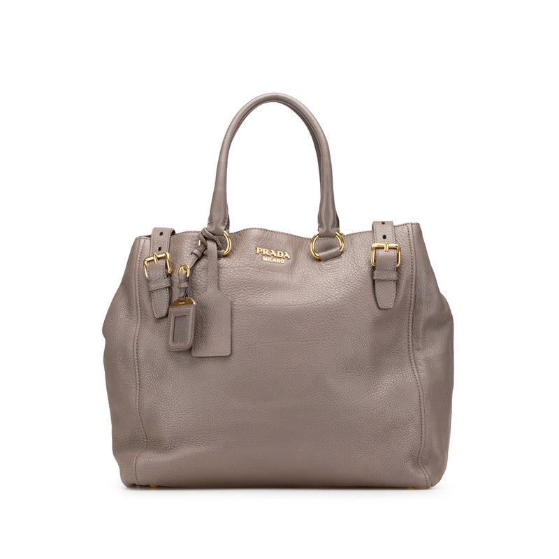 プラダ トートバッグ グレージュ  レザー レディース PRADA 【中古】