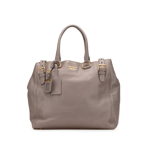 プラダ トートバッグ グレージュ  レザー レディース PRADA 【中古】