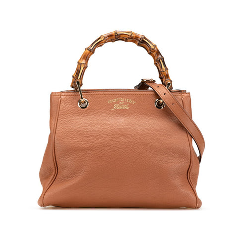 グッチ バンブー ハンドバッグ ショルダーバッグ 2WAY 336032 ブラウン レザー レディース GUCCI 【中古】