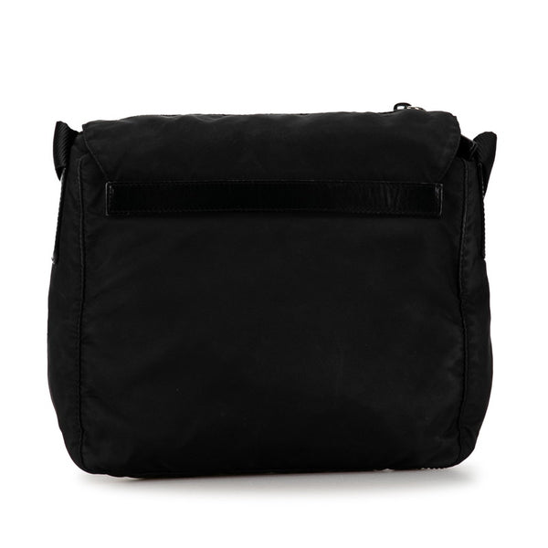 プラダ 三角ロゴプレート 斜め掛け ショルダーバッグ 1BD994 ブラック ナイロン レザー レディース PRADA 【中古】