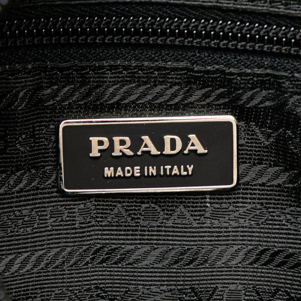 プラダ 三角ロゴプレート 斜め掛け ショルダーバッグ 1BD994 ブラック ナイロン レザー レディース PRADA 【中古】
