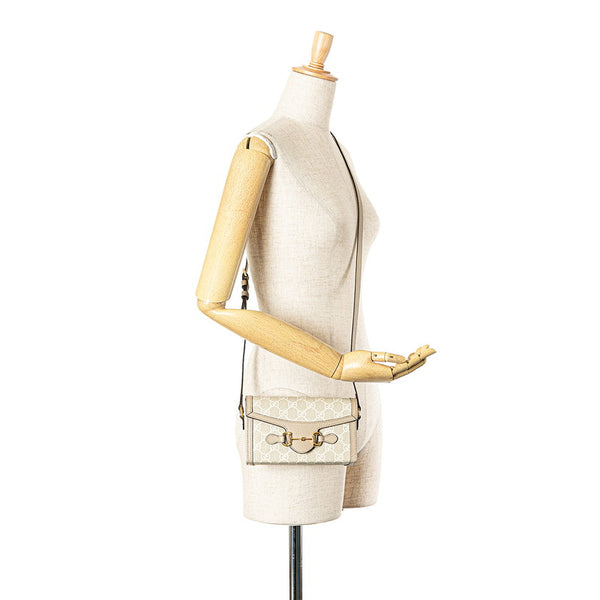 グッチ GGスプリーム ホースビット 1955 斜め掛け ミニショルダーバッグ 699296 グレー PVC レザー レディース GUCCI 【中古】