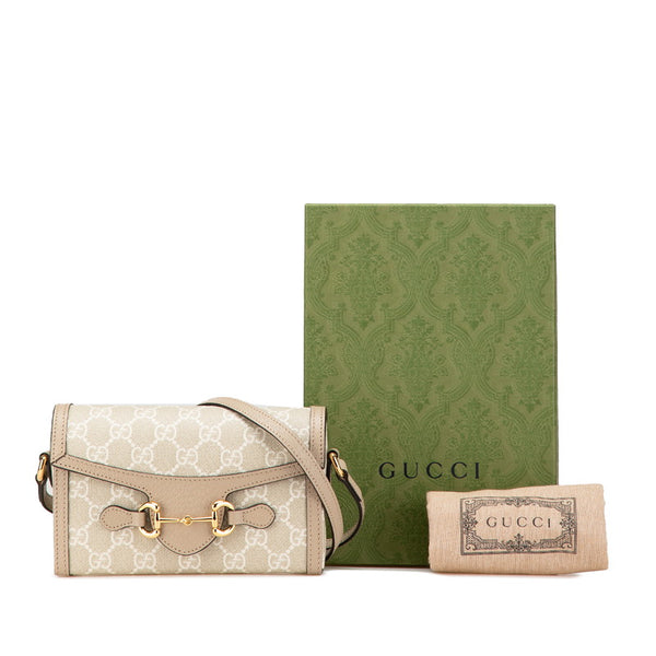 グッチ GGスプリーム ホースビット 1955 斜め掛け ミニショルダーバッグ 699296 グレー PVC レザー レディース GUCCI 【中古】