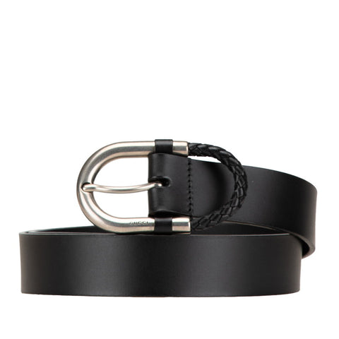 グッチ 編み込み ベルト 90/36 295328 ブラック レザー メンズ GUCCI 【中古】