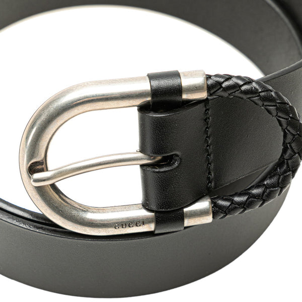グッチ 編み込み ベルト 90/36 295328 ブラック レザー メンズ GUCCI 【中古】
