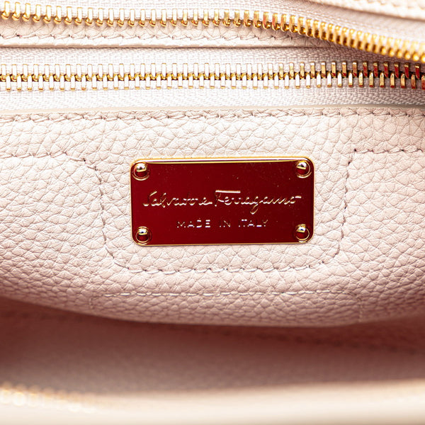 サルヴァトーレフェラガモ ガンチーニ エイミー ハンドバッグ ショルダーバッグ 2WAY EE-21 F478 ベージュ ピンク レザー レディース Salvatore Ferragamo 【中古】