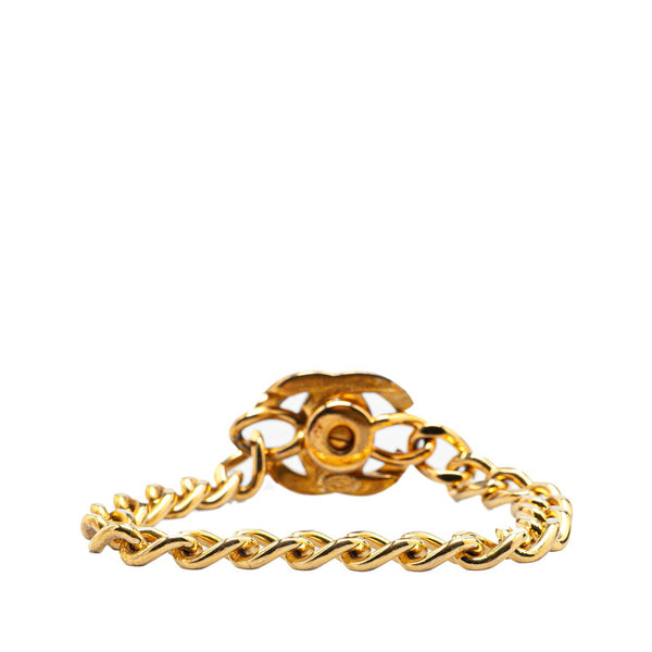 シャネル ヴィンテージ ココマーク ターンロック ラインストーン ブレスレット ゴールド メッキ レディース CHANEL 【中古】