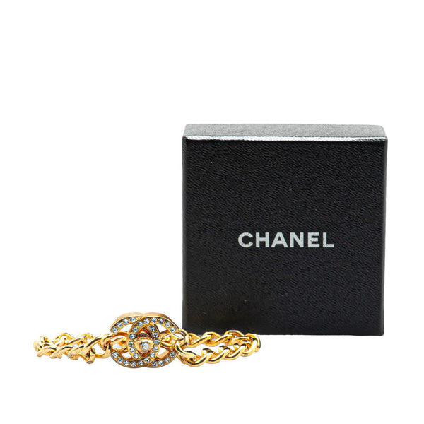 シャネル ヴィンテージ ココマーク ターンロック ラインストーン ブレスレット ゴールド メッキ レディース CHANEL 【中古】