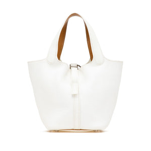 エルメス ピコタンPM ハンドバッグ ホワイト トリヨンクレマンス レディース HERMES 【中古】