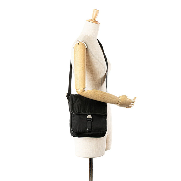 プラダ ロゴ ショルダーバッグ V167 ブラック ナイロン レディース PRADA 【中古】