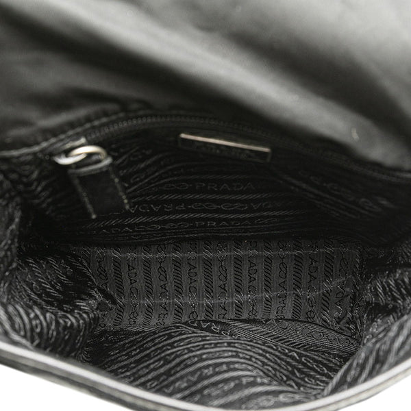 プラダ ロゴ ショルダーバッグ V167 ブラック ナイロン レディース PRADA 【中古】