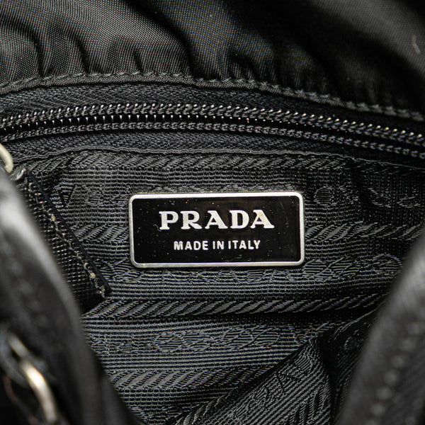プラダ ロゴ ショルダーバッグ V167 ブラック ナイロン レディース PRADA 【中古】