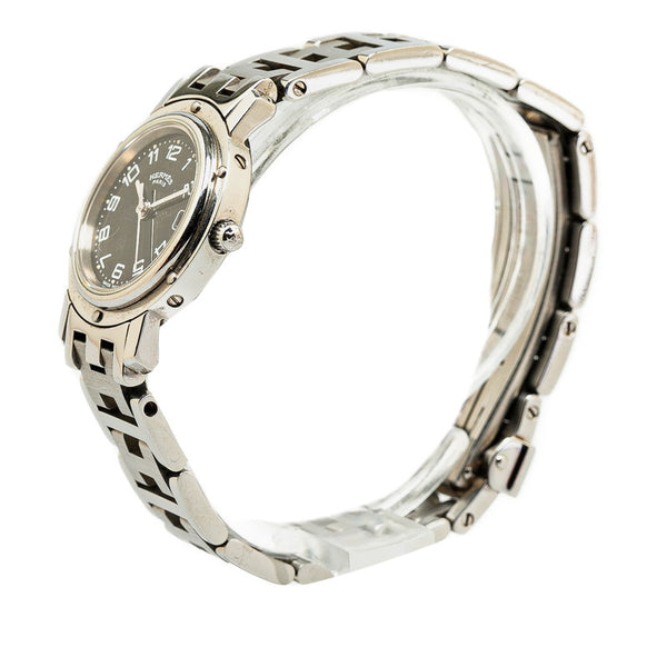エルメス クリッパー 腕時計 CL4.210 クオーツ ブラック文字盤 ステンレススチール レディース HERMES 【中古】