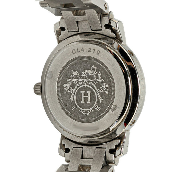 エルメス クリッパー 腕時計 CL4.210 クオーツ ブラック文字盤 ステンレススチール レディース HERMES 【中古】