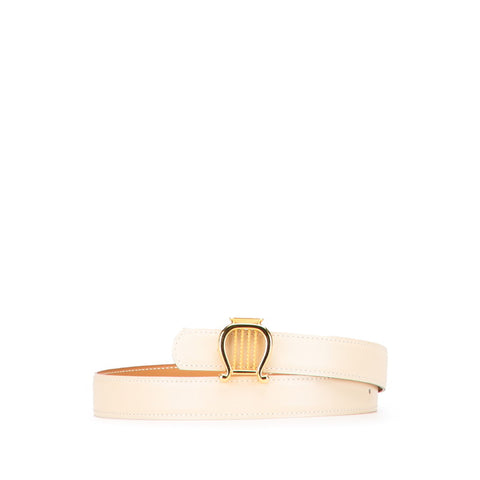 エルメス ハープ バックル リバーシブル ベルト 68 アイボリー ブラウン ボックスカーフ レディース HERMES 【中古】