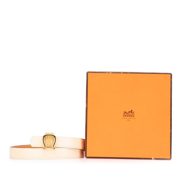エルメス ハープ バックル リバーシブル ベルト 68 アイボリー ブラウン ボックスカーフ レディース HERMES 【中古】