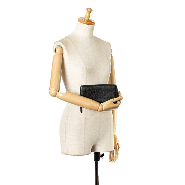 グッチ GGマーモント ラウンドファスナー 長財布 428736 ブラック レザー レディース GUCCI 【中古】