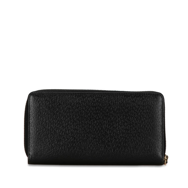 グッチ GGマーモント ラウンドファスナー 長財布 428736 ブラック レザー レディース GUCCI 【中古】